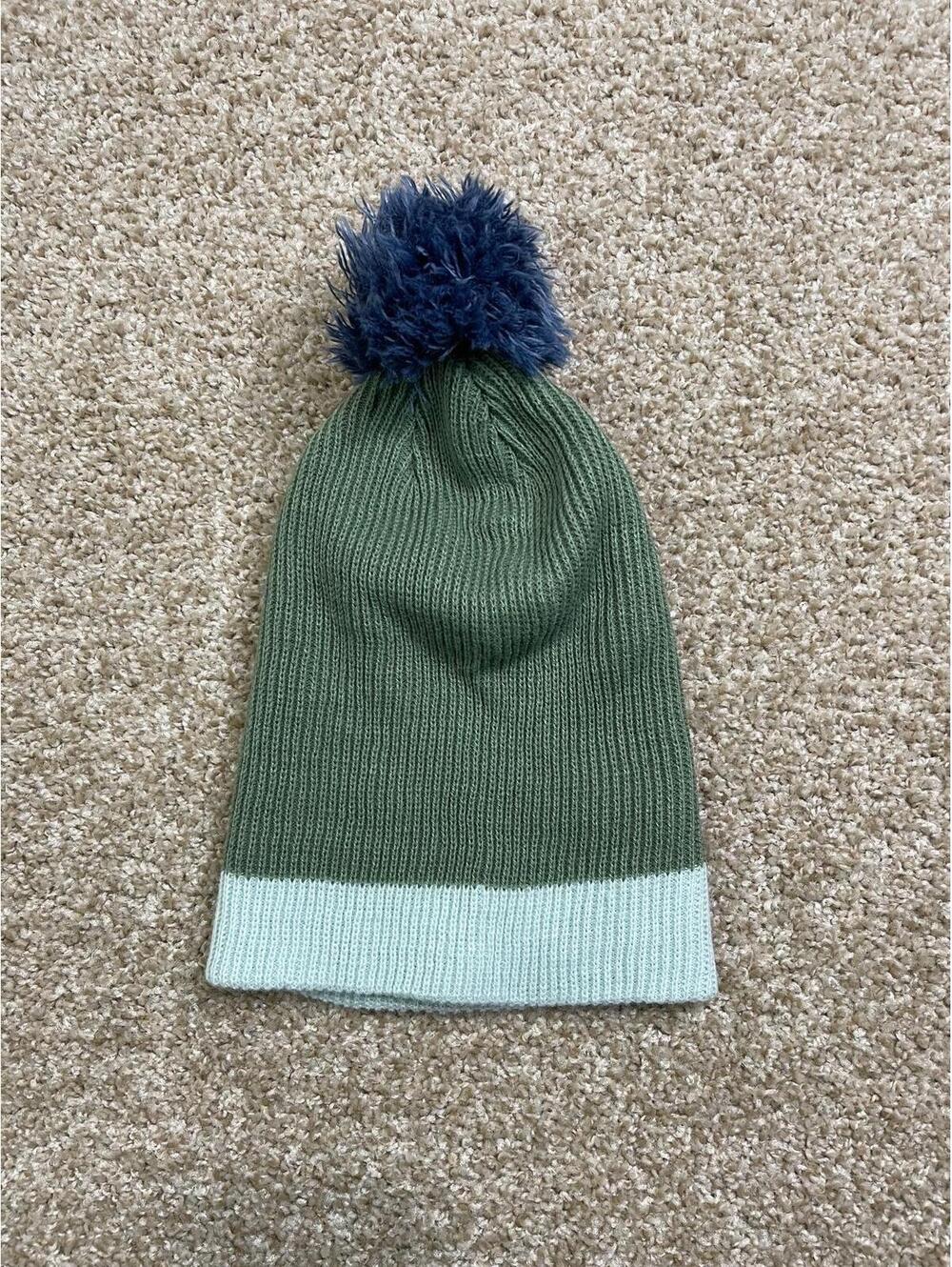 Light Green Knit Pom Beanie Womens One Size